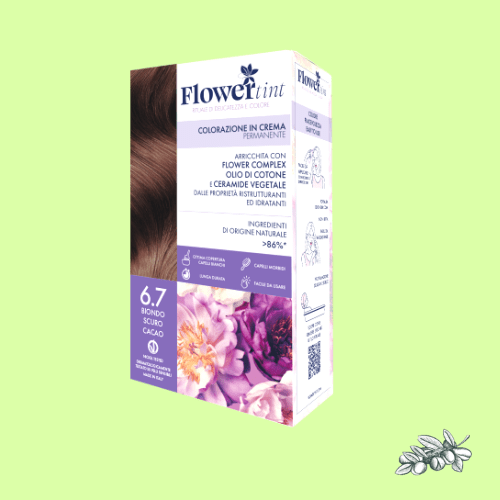 Colorazione in crema 6.7 biondo scuro cacao di Flower Tint tinta capelli